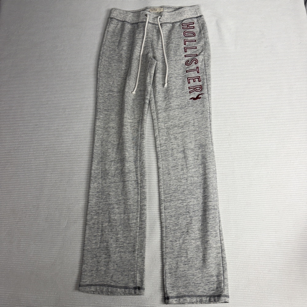 Hollister Sweatpants Womens Small Gray Knit Straight Leg Logo Drawstring Lounge